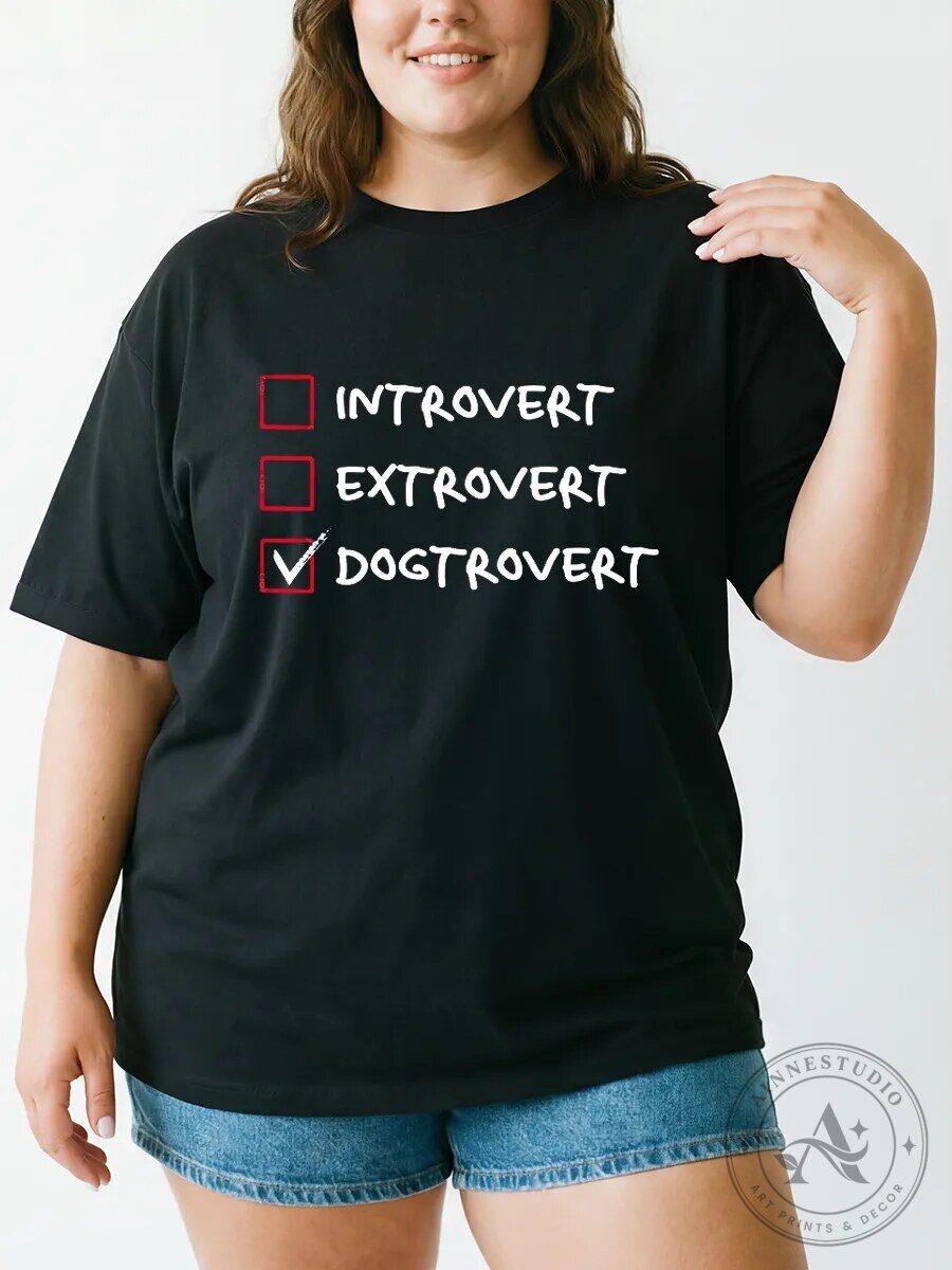 Dogtrovert Funny Introvert Extrovert Dog Lover Humor Graphic T-Shirt