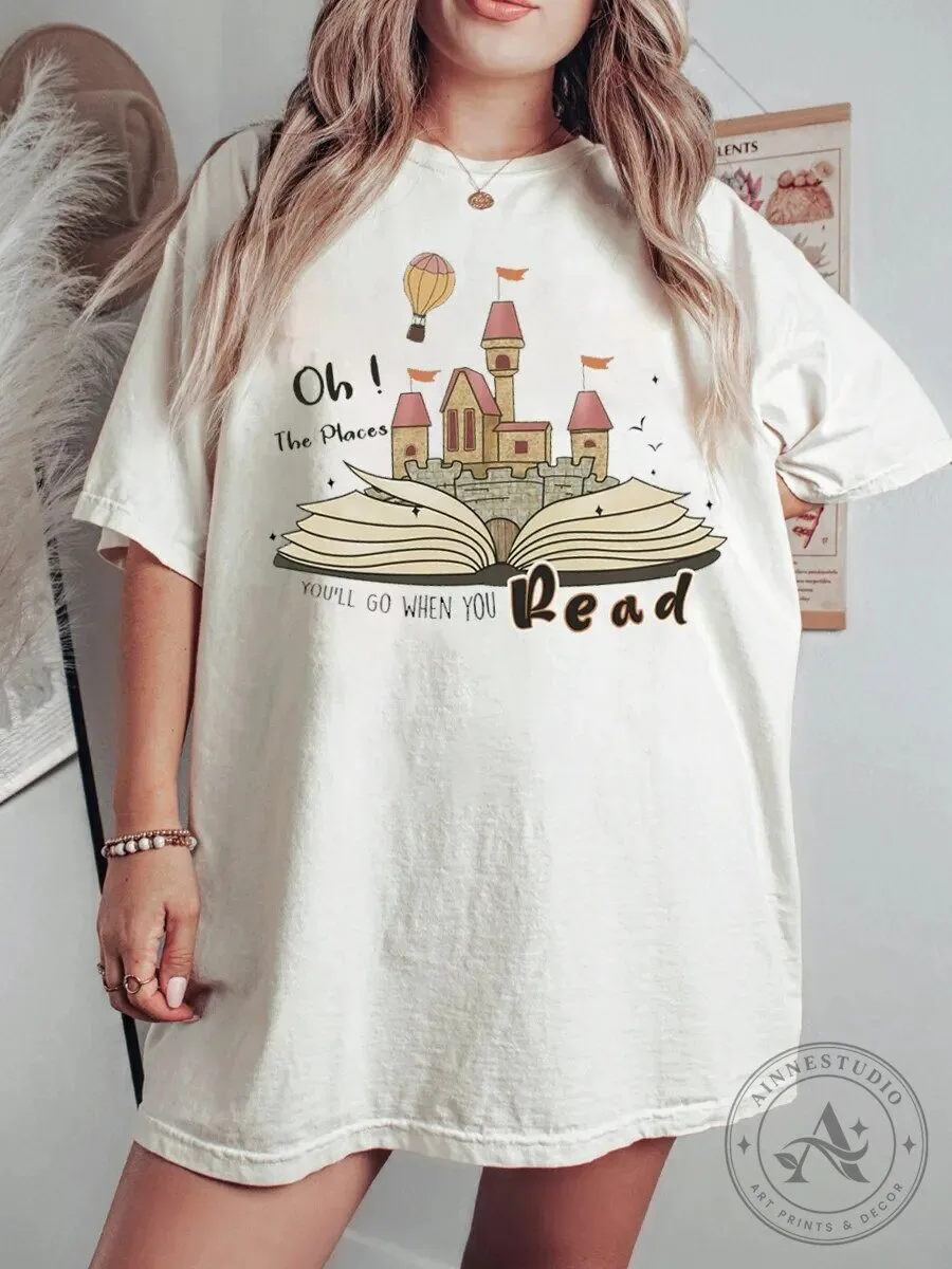 Oh The Places You'll Go When You Read Castle Book Graphic T-Shirt